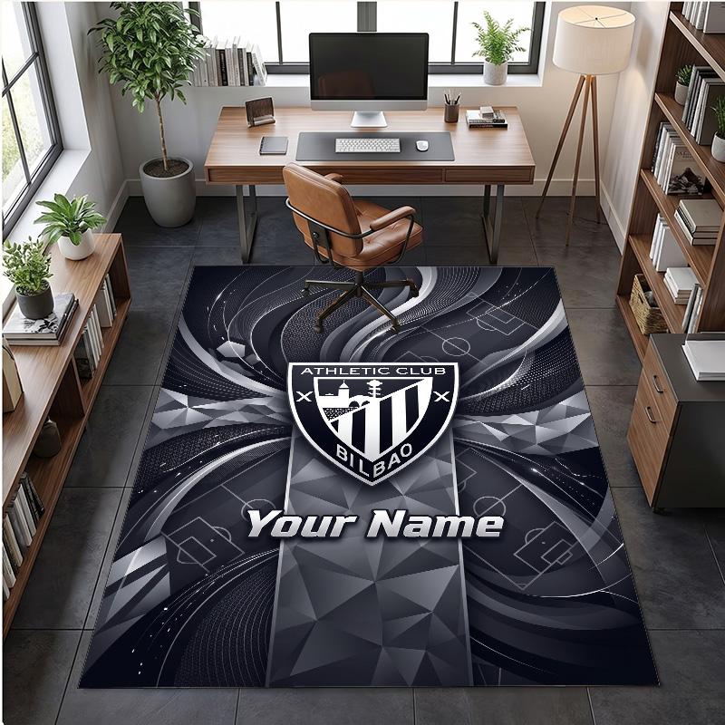 Crystal Velvet Rug Athletic Bilbao FC Print Custom Name Text Floor Mat Home Decor