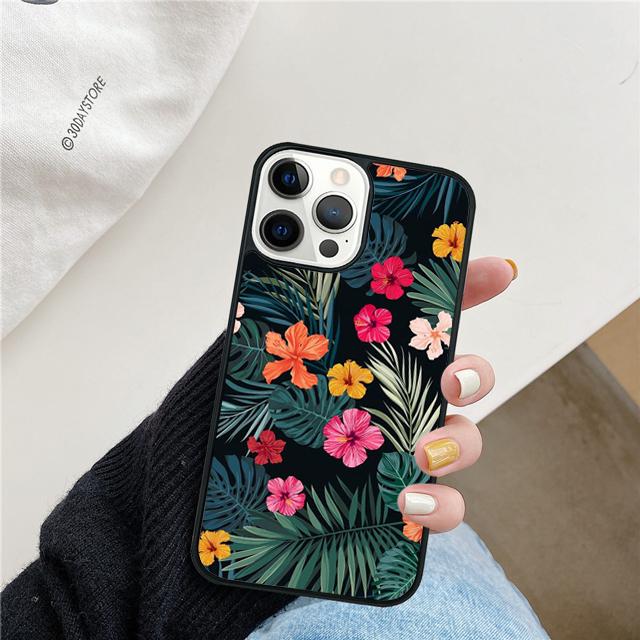Monstera Leaves Palm Tree Flowers Phone Case Cover For iPhone 17 Air 15 16 Pro Max 14 13 12 11 Pro Max Plus