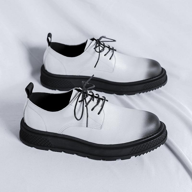 

Новые тенденции Мужская обувь для отдыха и бизнеса Мужская мода Британская кожаная обувь на шнуровке Ретро мода Вечеринка Свадьба Толстая подошва Мужская обувь 44 белый