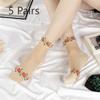 5 Pairs Women's Spring and Summer Thin Retro Anti Skid Crystal Cotton Bottom Medium Tube Ice Stockings