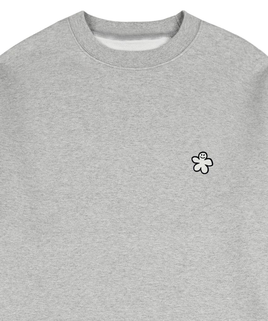 GRAVER [Unisex] White Odd Flower Embroidered Sweatshirt_Gray