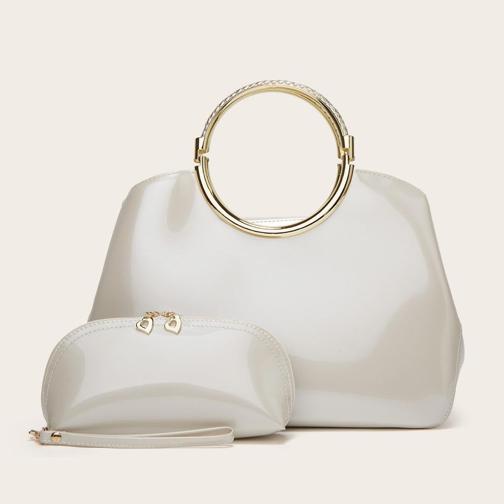 New Fashion Patent Leather Handheld Women's Bag Red Bridal Wedding Bag Women's Wedding Bag Mother and Child Bag