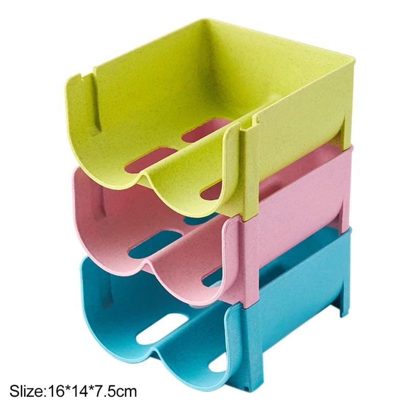 Refrigerator Drawer Beverage Box Anti-Fall Stackable Storage Rack Glass Beer Bottle Drink Holder Can Dispenser Space Saving Tray