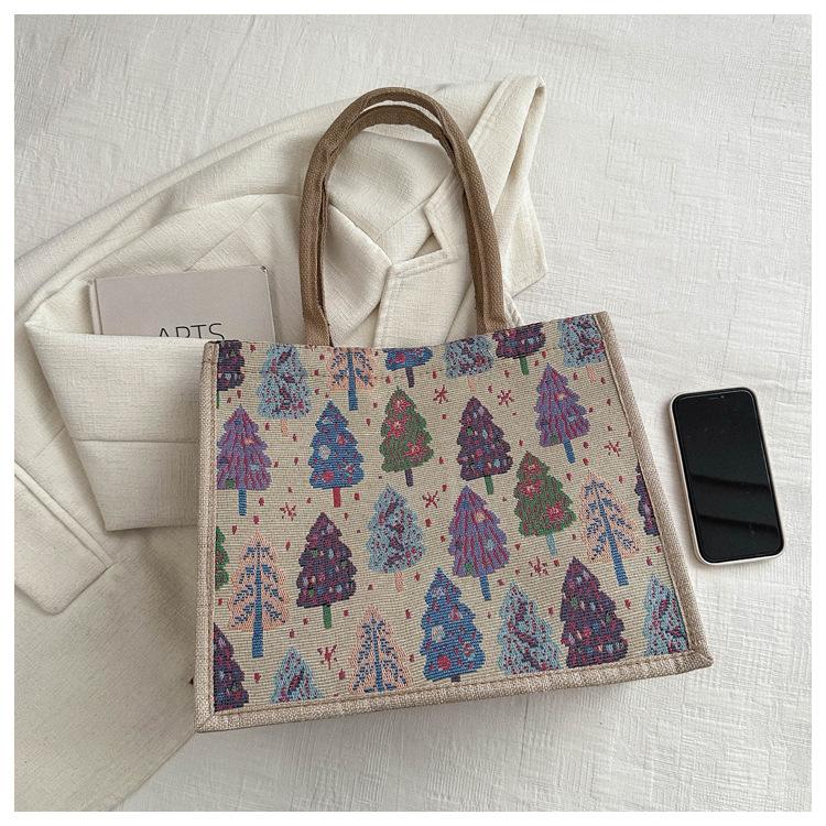 Linen Bag Hand-painted Cotton Sacks Jute Portable Imitation Sacks Linen Bags Shopping Bags Laminated Bags