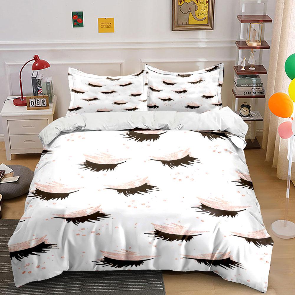 Eyelashes and sparkles pattern. Bedding sets Duvet cover sets Duvet covers Pillowcases(1 * Duvet Cover 2 * Pillowcases without duvet insert)