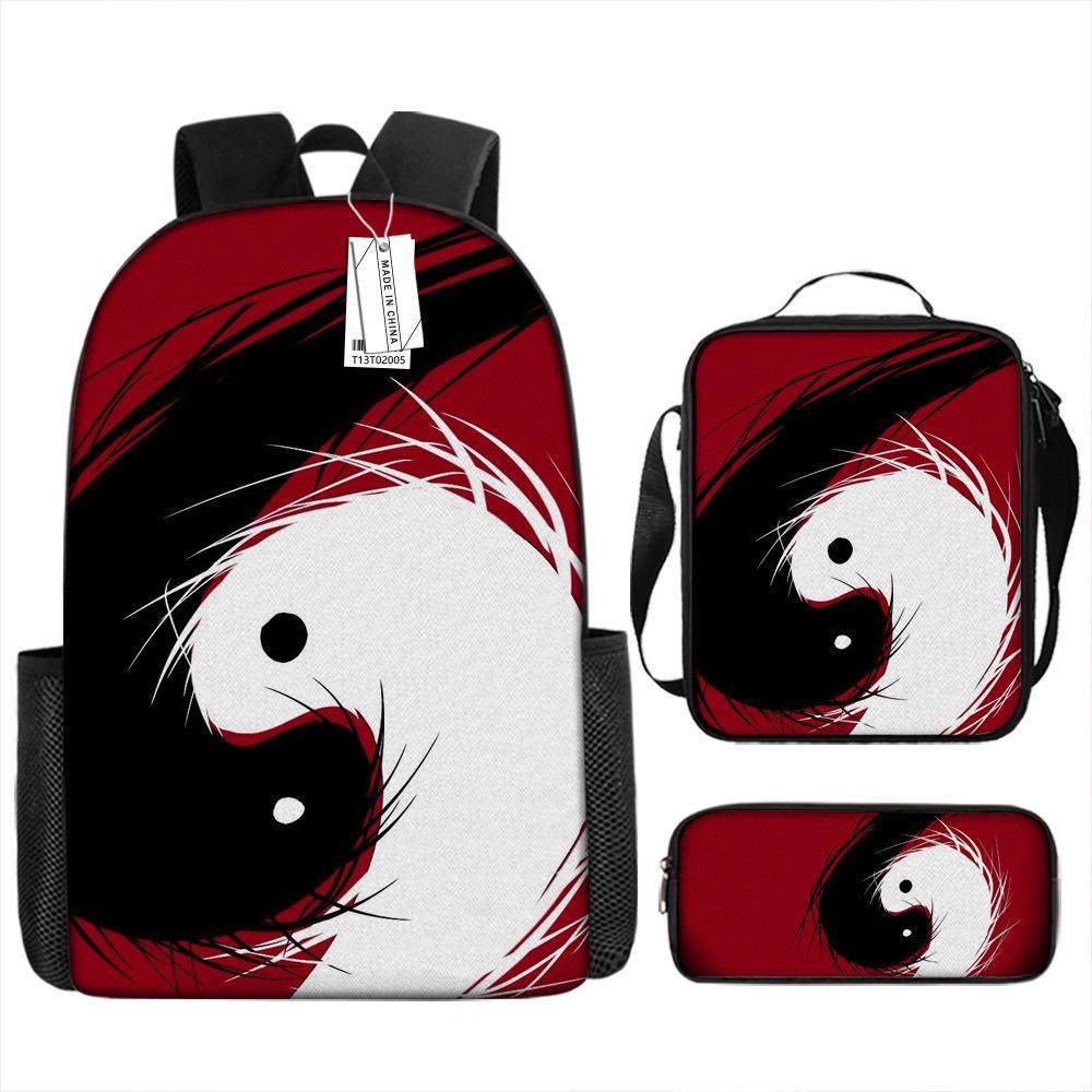Klassiek Populair Grappig Tai Chi Yin Yang 3D Geprint 3 stuks/Set leerling Schooltassen Laptop Dagrugzak Rugzak Lunchtas Etui