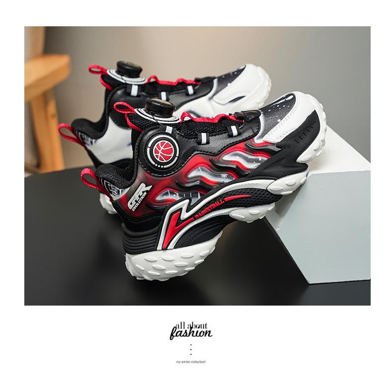 High-Top Basketballschuhe für Kinder - Herbst/Winter 2025 Leder, Drehverschluss, Abriebfeste Laufschuhe