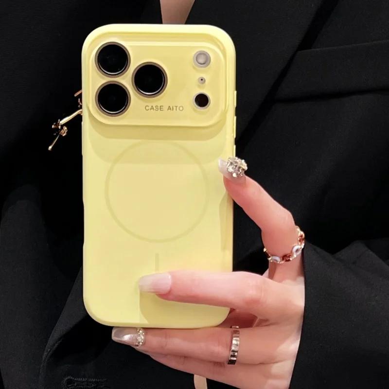 Luxury Liquid Magnetic for Magsafe Crystal Lens Case for iPhone 17 Pro Max  Air 16 15 14 13 12 Wireless Charge Soft Smooth Cover