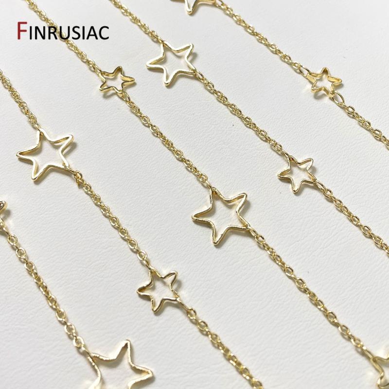 Hollow Pentagram Star Chain Handmade Crafts Components 14K Gold-Plated DIY Jewelry Making Chain Accessories