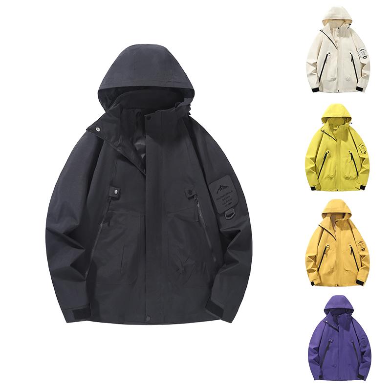 Men's Mountain Style Waterproof Jacket Loose Hooded Cargo Outdoor Windbreaker
