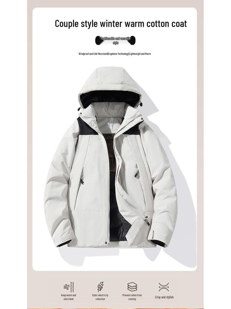 Unisex Windproof Graphene Cotton Coat: Warm, Water-Repellent Jacket for Autumn and Winter