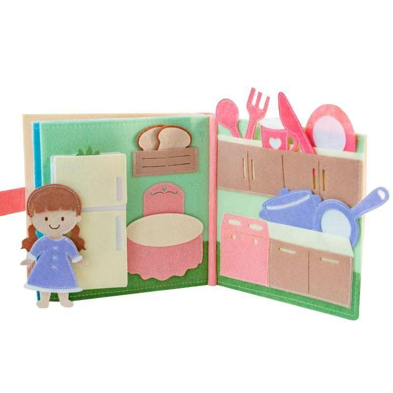 Baba Textilkönyv Filc Montessori Korai Oktatási Könyv Csendes Szakadás Háromdimenziós Oktató Kognitív Játék Könyv