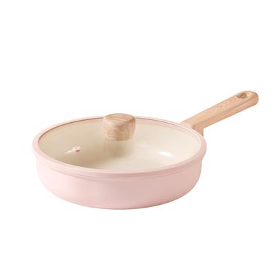 CAROTE Frying Pan with and Ceramic Induction Gas Easy To Perfect for Fried and All Heat Cherry Blossom Pink Lid, 24cm, PFAS, Lead, Cadmium,