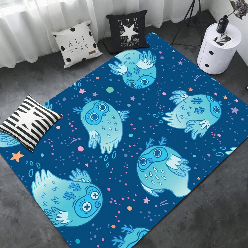 Pattern Colorful Owls Floor Mat INS Style Soft Bedroom Floor House Laundry Room Mat Anti-skid Household Carpets