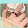 Geometric Copper Ring With Zirconia Inlay For Vintage Fashion Women