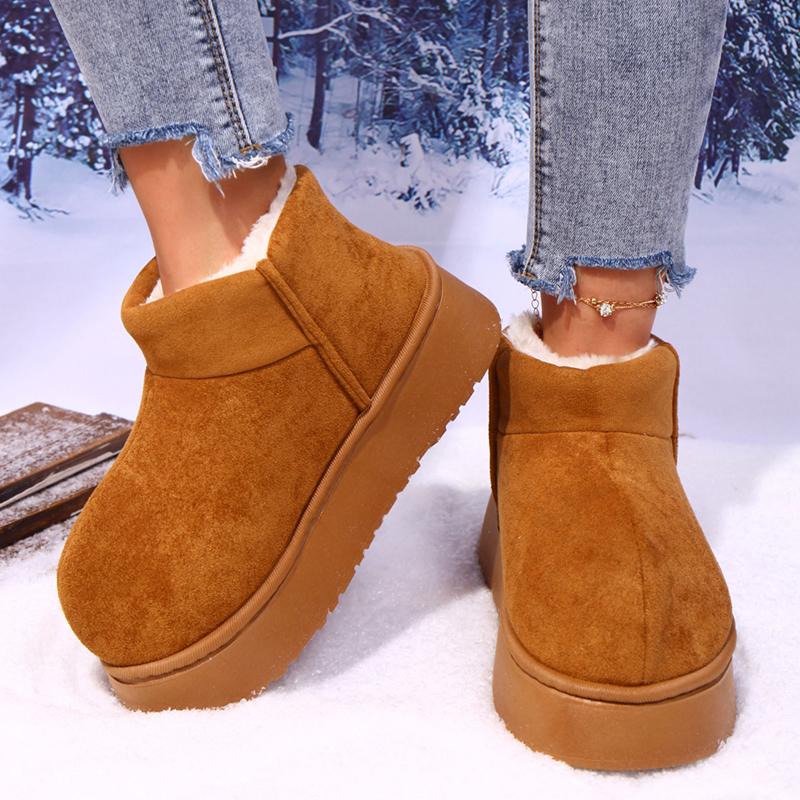 Fashion Women's Winter Warm Plush Snow Boots Thick Bottom Slip On Cotton Padded Shoes Woman 2025 New Non Slip Platform Ankle Botas Mujer