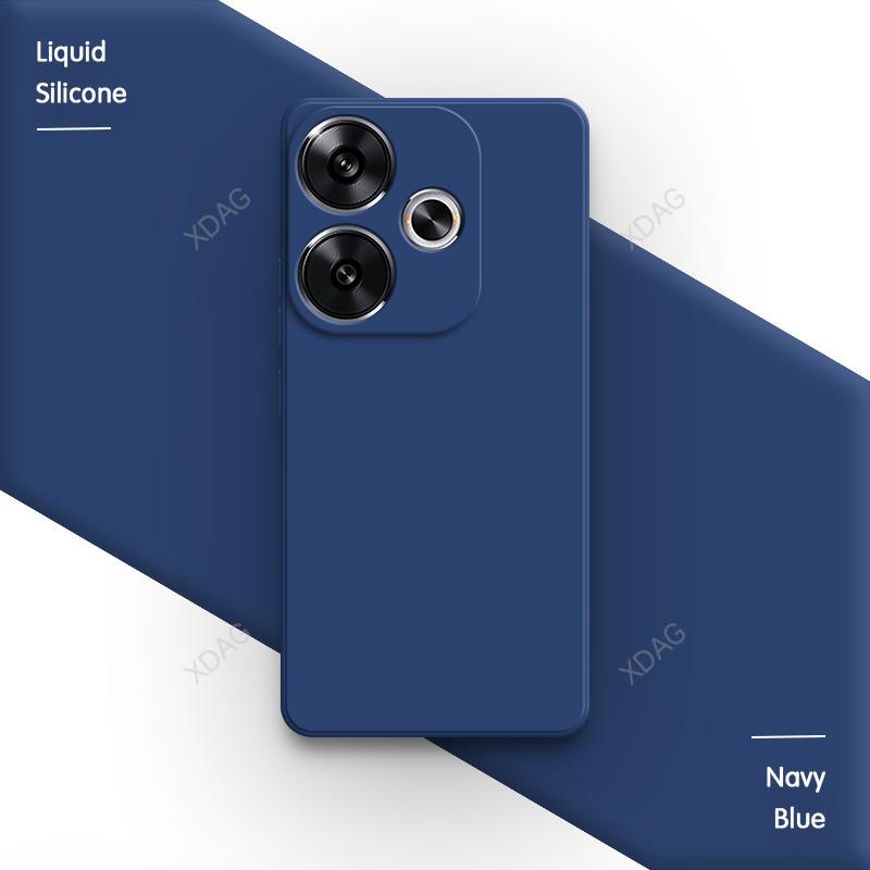 Classic Phone Case for Xiaomi Poco F6 Pro 5G Simple Shell Skin Friendly Square Liquid Silicone  Lens Protection Back Covers