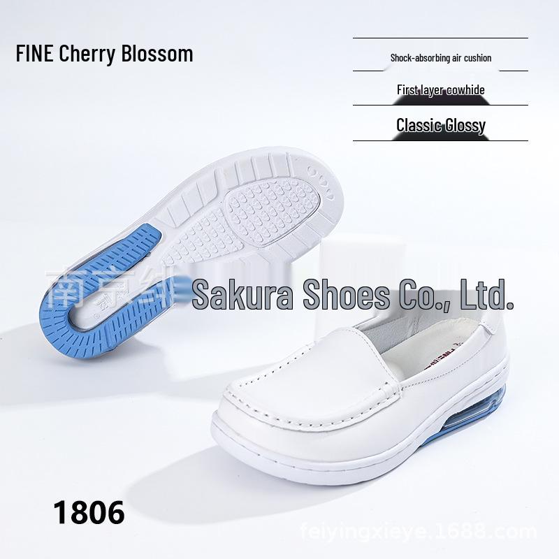 Women s All-Season Cowhide Nurse Shoes: Anti-Odor, Anti-Slip, Quiet, Wear-Resistant with Cushion Sole 7