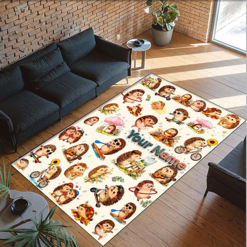 Forest Theme Crystal Velvet Floor Rug Personalized Custom Name Text Warm Carpet Home Decoration