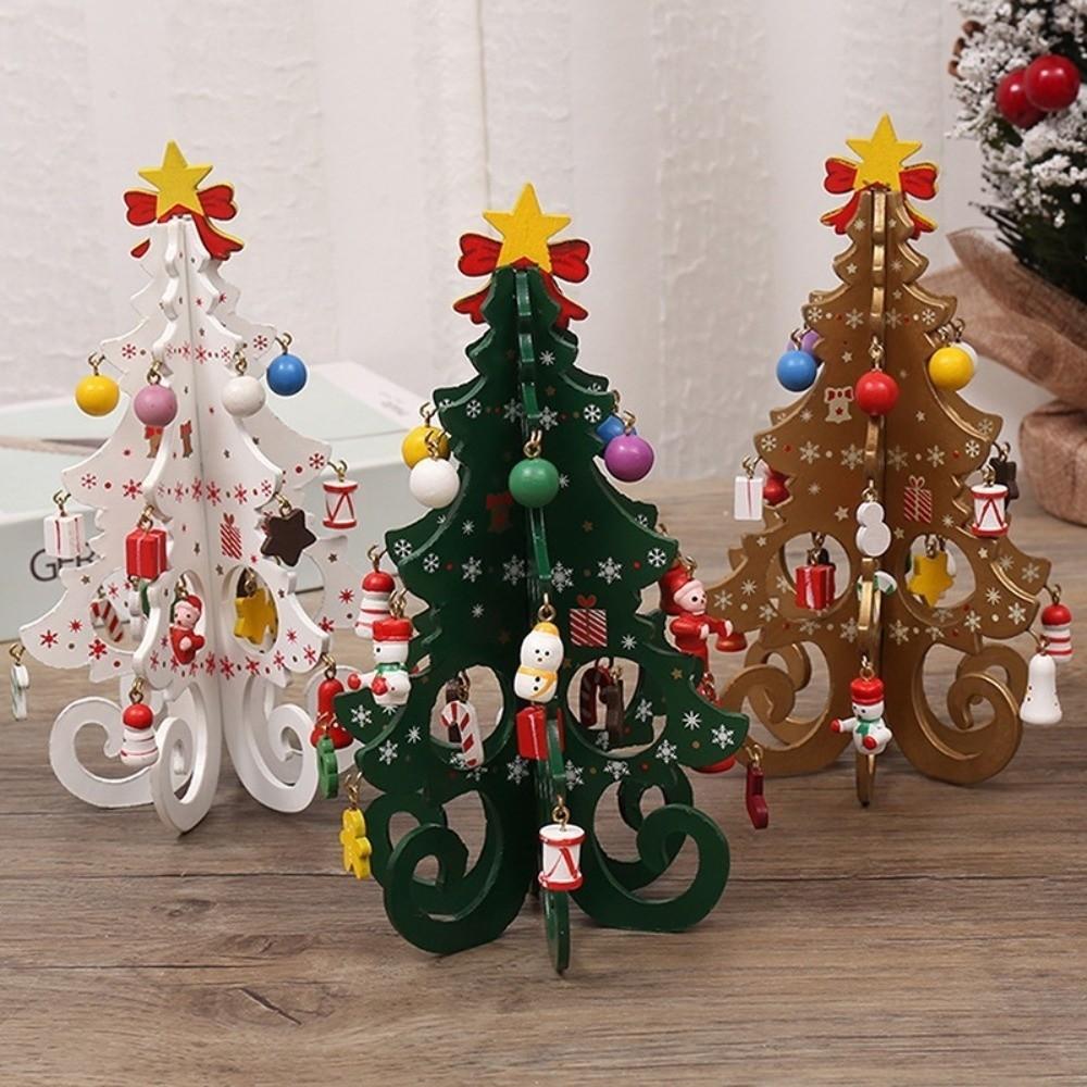 Desktop Display Wooden Christmas Tree Window Display Handmade Christmas Ornaments Home Decoration