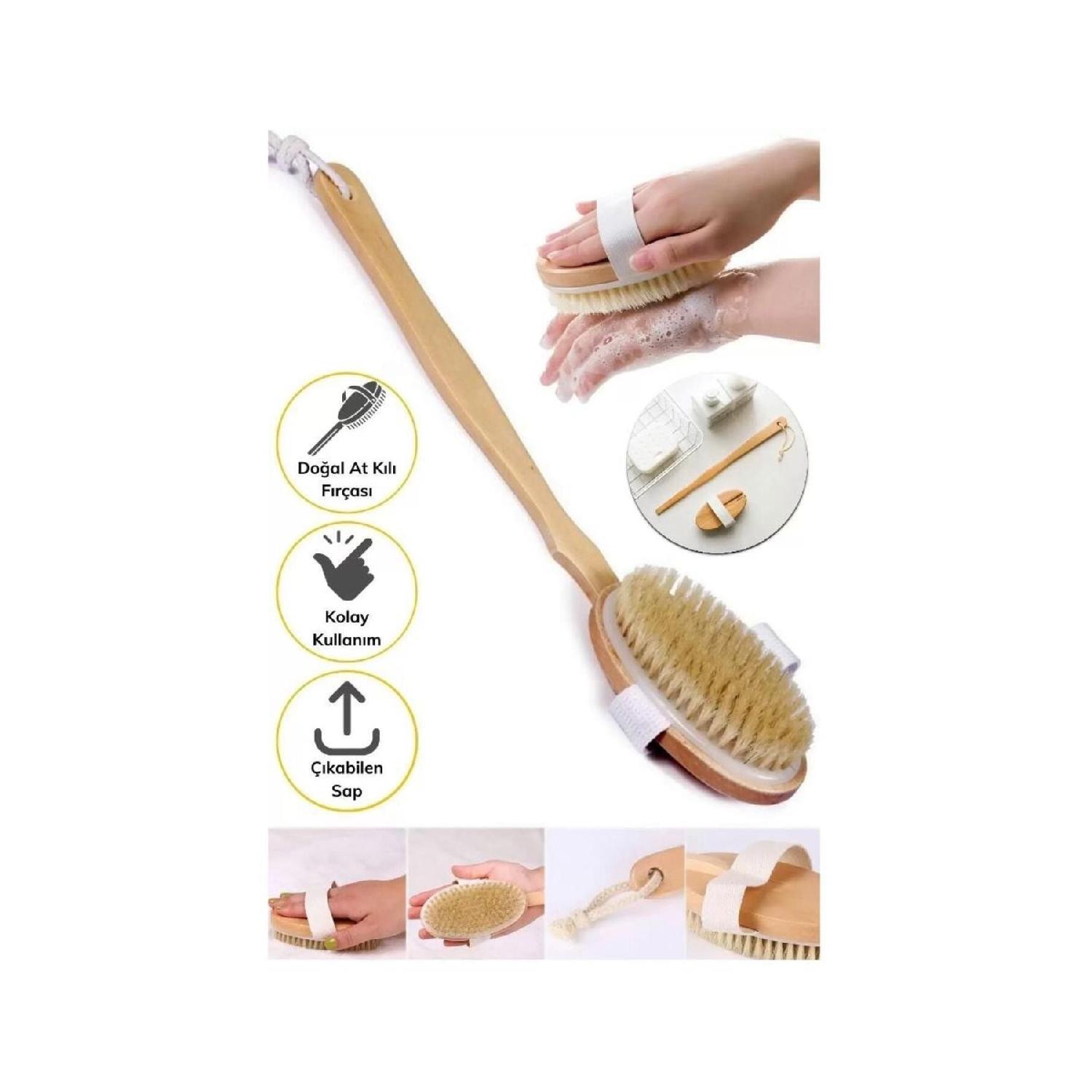 

Natural Horsehair Cellulite Bath Brush Long Wooden Brush