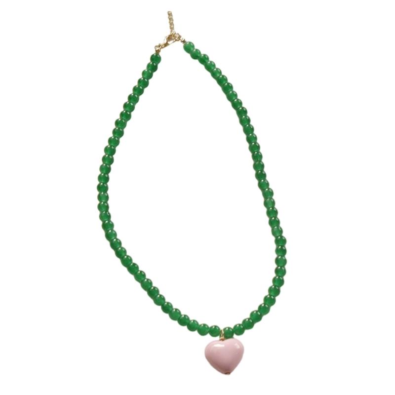 Colorful Acrylic Beads Heart Choker Necklace Bohemian Simple Love Charm Statement Short Necklaces Clavicle Chain Jewelry
