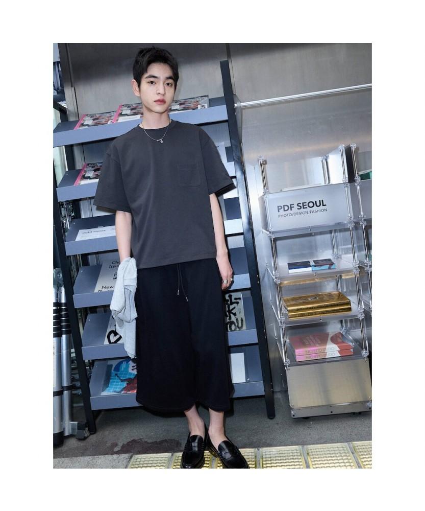 Saendeusaundeu Short-Sleeve Cropped T-Shirt Ash