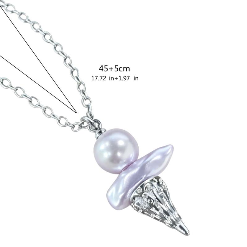 Premium Copper Alloy Ice Cream Pearls Necklace Resin Accent Sturdy for Daily Wear Fashion Accessory Sweet Charm