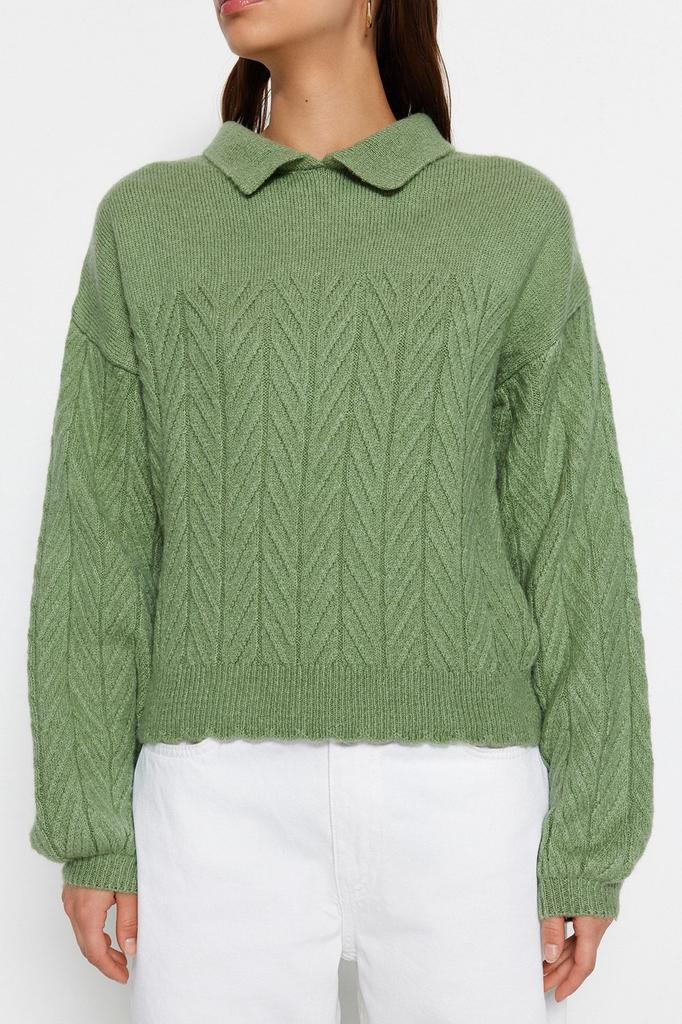 Women's Fashionable Stylish Sweater Orange Wide Fit Soft Textured Hair Braided Knitwear Sweater