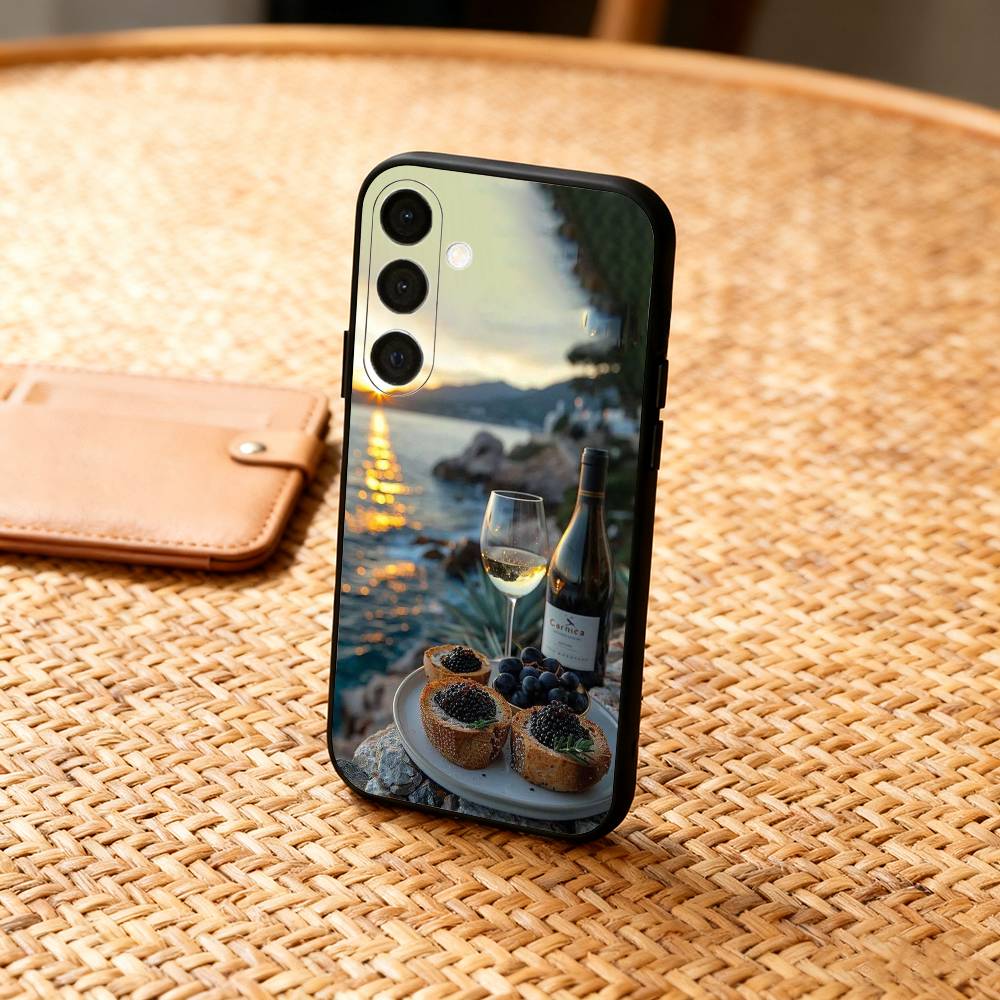 Sunset AND Seaside Phone Case For Samsung  A73,72,71,A52,51,40,41,A22,A32,31,A13, Soft Black Shell