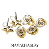 MamacitaSlay 316L Stainless Steel Two Tone Star Oval Round Hoop Earrings Party Waterproof Jewelry Women's Unique Cool Earrings