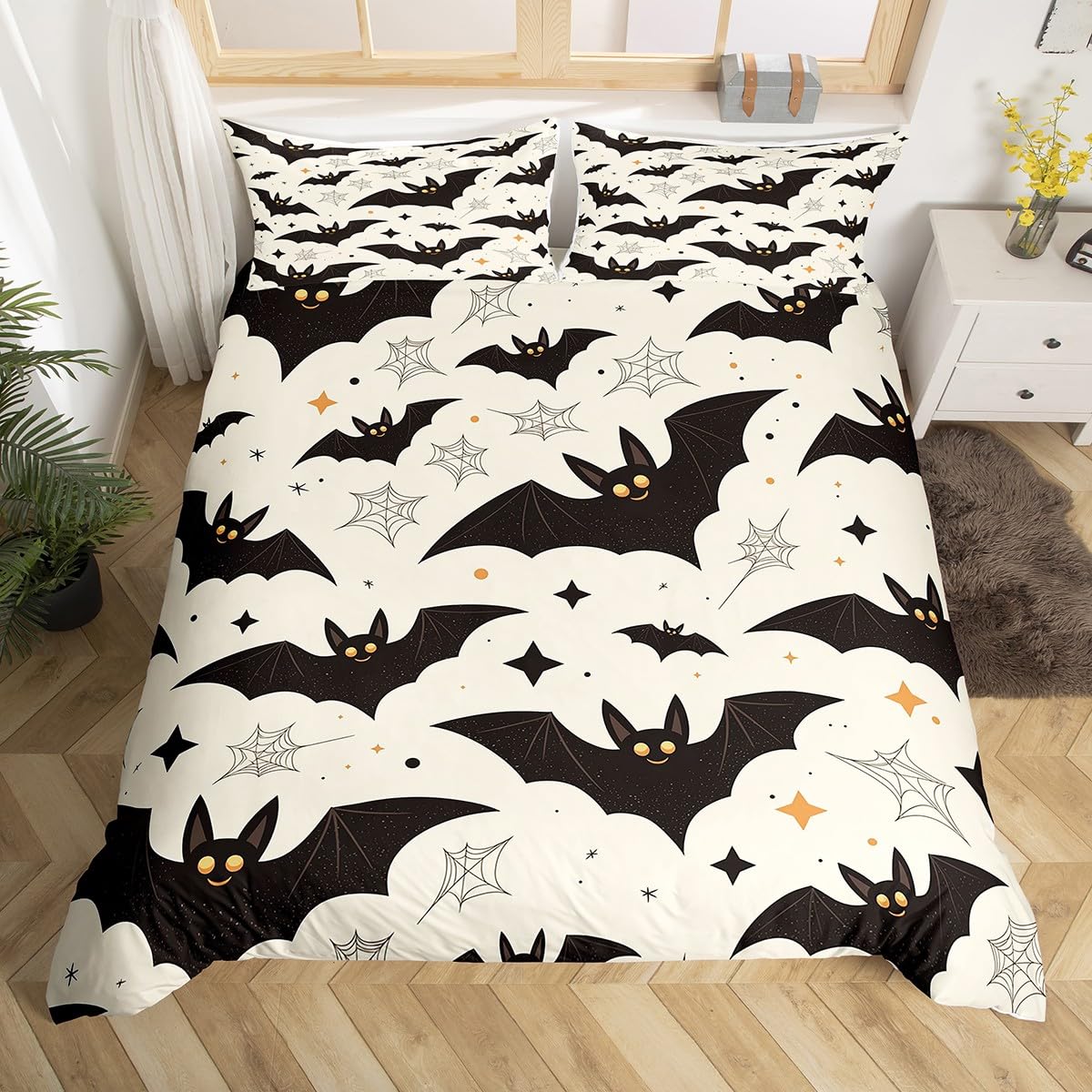 

Bat Print Duvet Cover Twin Queen Halloween Bedding Set For Boys Girls Children Rainbow Comforter Cover Gradient Style Room Decor Eu Single 135x200cm
