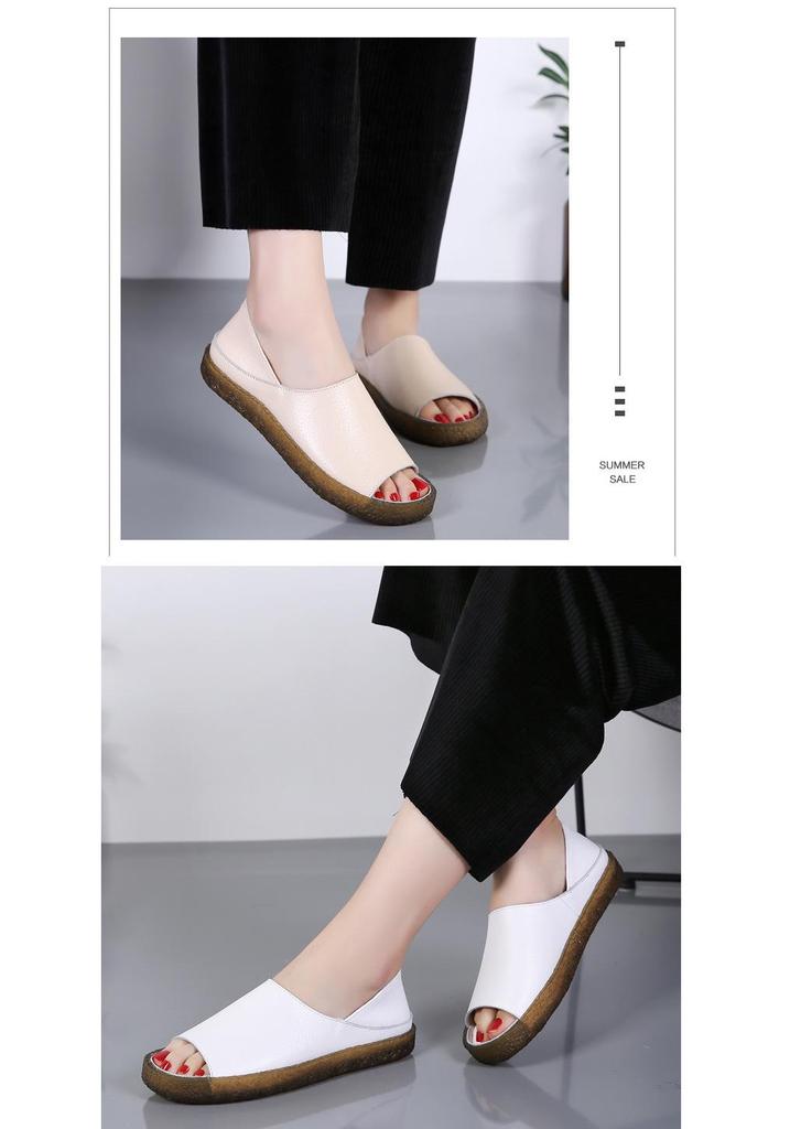 Genuine Leather Women's Korean Style Slip-On Shoes for Students, Expectant Mothers, and Mothers