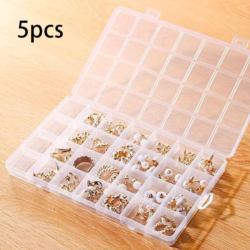

Ювелирные изделия Бусины Ожерелье Серьги Шпилька Сургуч Печать Маникюр Коробка для хранения 28 grids-5pcs