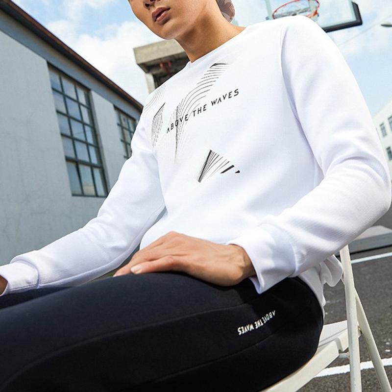 Anta Thompson KT Basketball Series Letter Print Sports Crew Neck Sweatshirt Men sweatshirt White 152211716-1