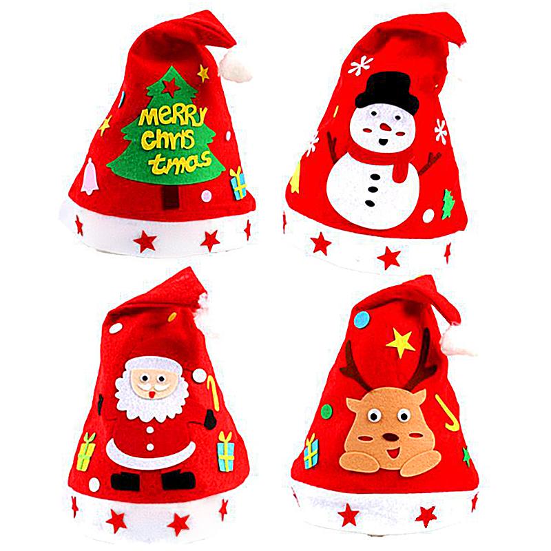 3Pcs/Set Craft Kit Creative Cartoon New Christmas Hat Personality Non-woven Toys Handmade For Children High Quality