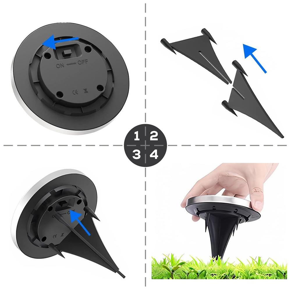 12x Solar Garden Lamp Ground Lamps LED Disc with Sensor