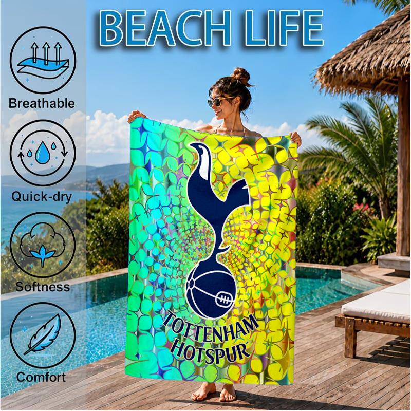 Toalla de Playa de Microfibra con Diseño del Escudo del Tottenham, Suave y Absorbente, Secado Rápido, Ideal para Viajes de Verano, Esencial para la Playa, Piscina