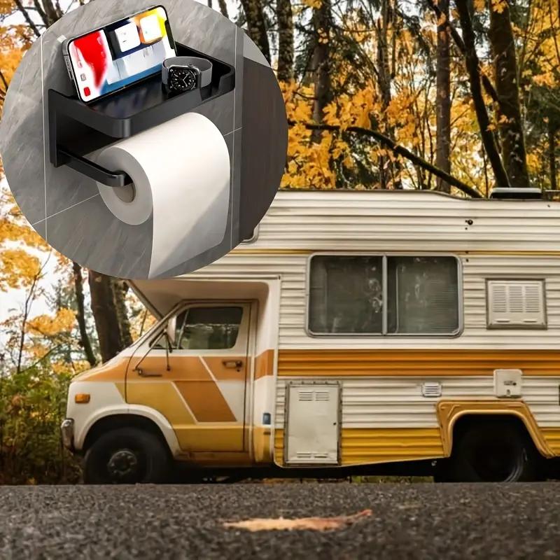 1 Pack Wall-Mounted No-Drill Toilet Paper Holder with Shelf and Phone Holder, Polypropylene Material, Bathroom Tissue Roll Dispe