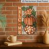 2D Flat Welcome Polka Dot Pumpkin Autumn Farmhouse Metal Sign - 8.0x12.0inch Aluminum Wall Art, Rustic Fall Harvest Front Porch Decor, Pre-Drilled