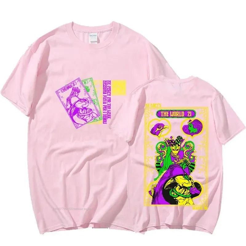 

Футболка японского аниме Jojo Bizarre Adventure The World Unisexga, графические футболки унисекс, женская мода, свободная повседневная футболка 3XL