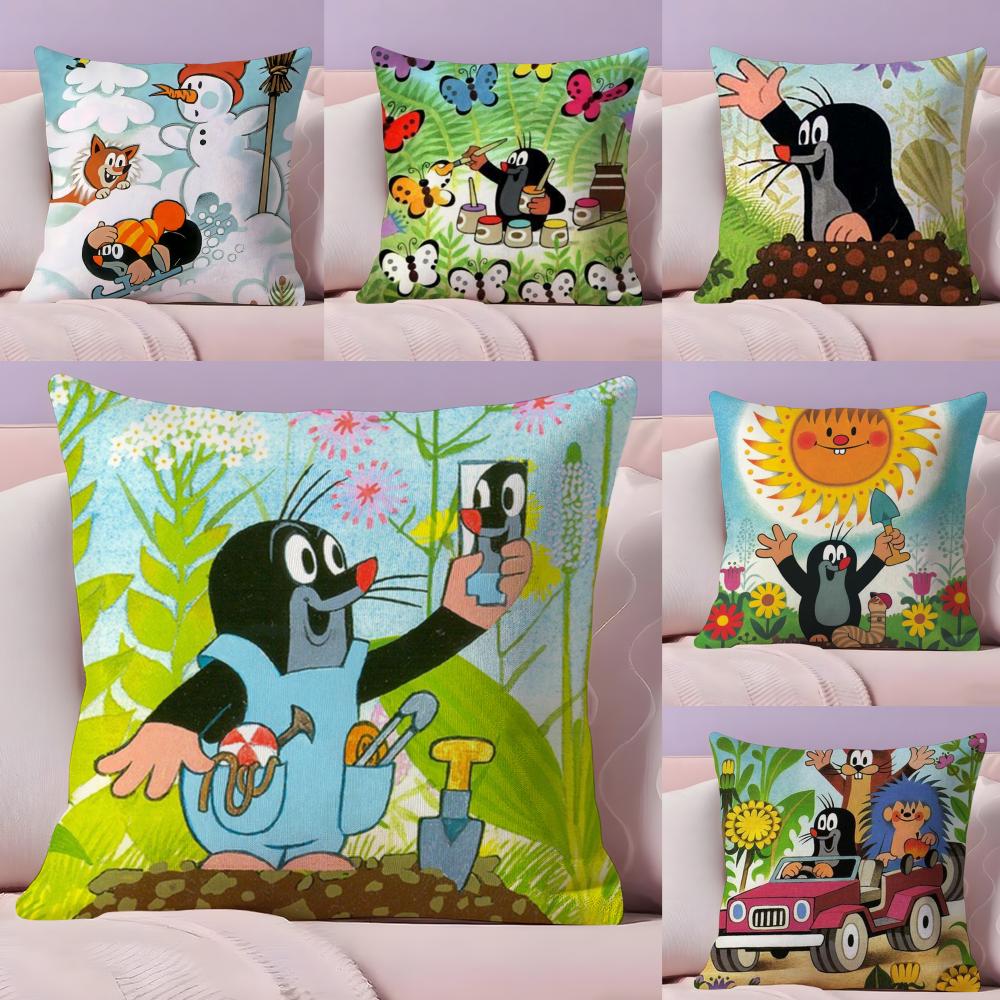 Cartoon K-Krteks Kawaii Cushion Cover Plush Fabric Soft Double-Sided Printed Sofa Warm Winter Home Gift Pillow Cover