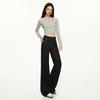 American micro-pull denim women's pants show thin elastic niche design denim trousers extended black and gold trousers Yichun