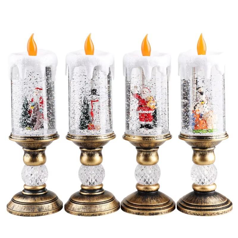 Christmas Decorations Wind Lamp Candle Candlestick Snow Snowflake Music Box Creative Xmas Gift Scene Arrangement