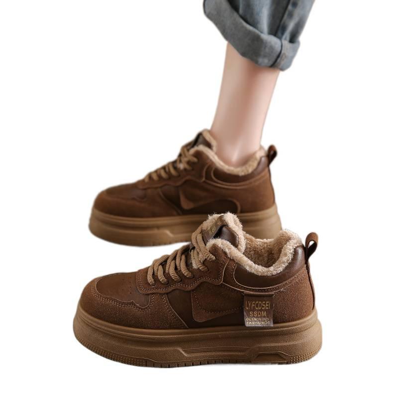 velvet Maillard thick-soled heightening casual shoes winter new thickened warm cotton shoes sports board shoes