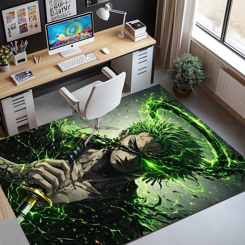 Roronoa Zoro Pattern Rug, Indoor/Outdoor Mat, for Picnic, Gameroom, Bedroom, Office, Living Room, Home Decor Carpet, Birthday Gift