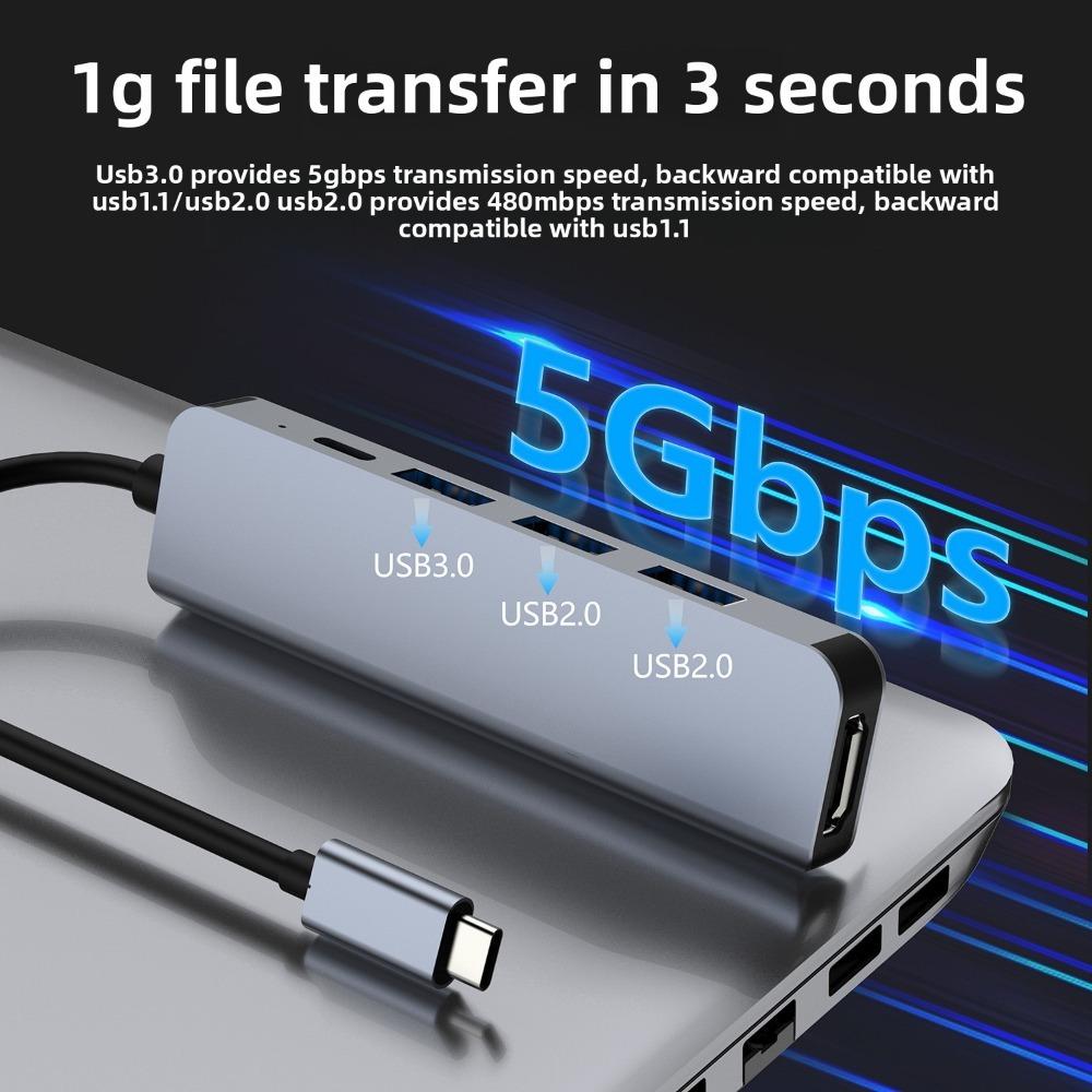 5 in 1 USB C Hub HDMI Adapter USB 3 0 Ports for Laptop Monitor Projection Multi Port Type C Dock