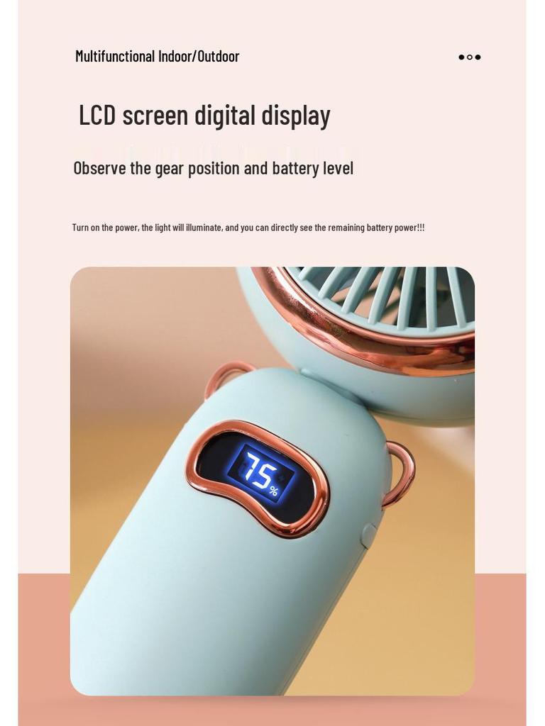 Portable Aromatherapy USB Rechargeable Small Fan with Digital Display and Desk Stand