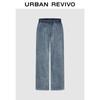 UR Men's Washed Denim Elastic Waist Drawstring Casual Trousers UMB860006