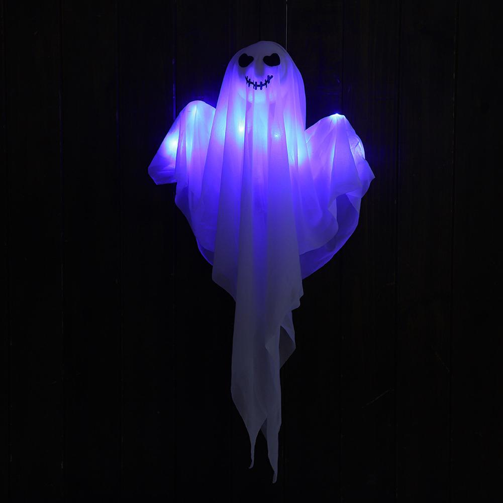Halloween Glowing Hanging Ghost Battery Powered Luminous Hanging Ghost Decor Illuminated Ghost Prop for Haunted House Decor